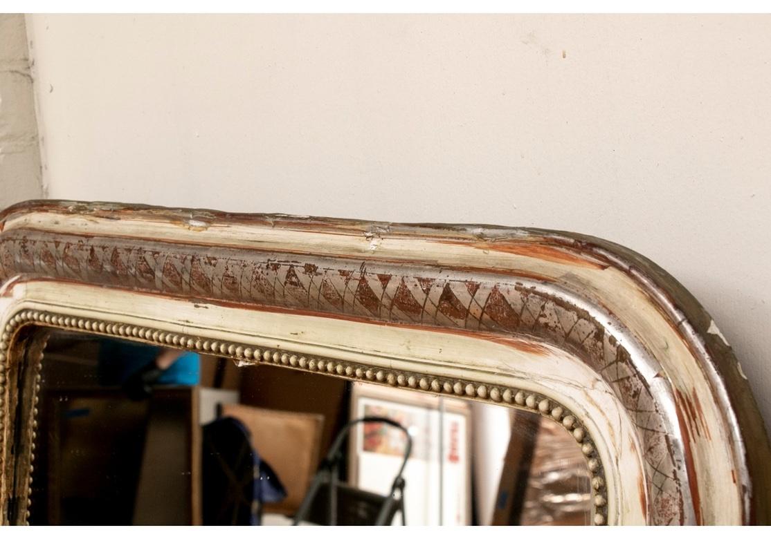 Antique Louis Philippe Silver Gilt Mirror In Distressed Condition In Bridgeport, CT