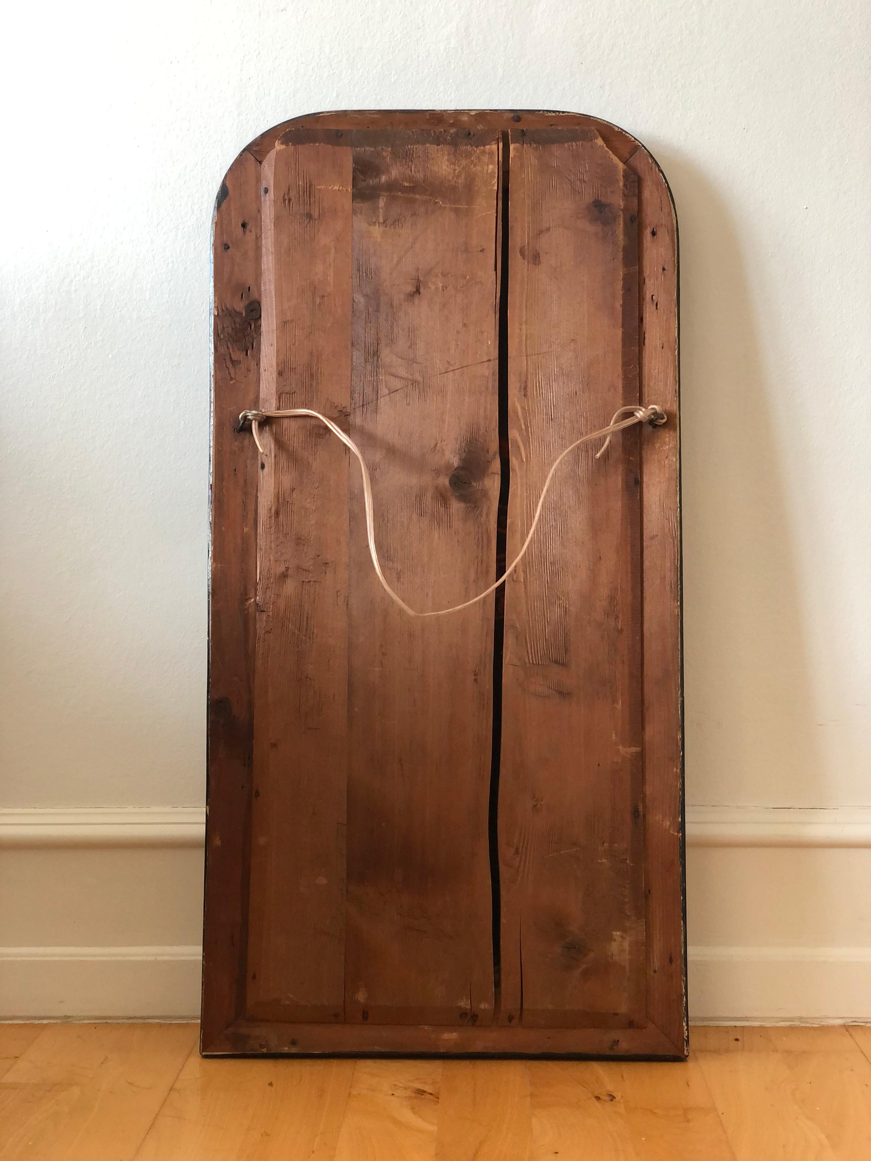 Wood Antique Louis Philippe Smal Full Length Mirror In Black and Gold France Late 19t