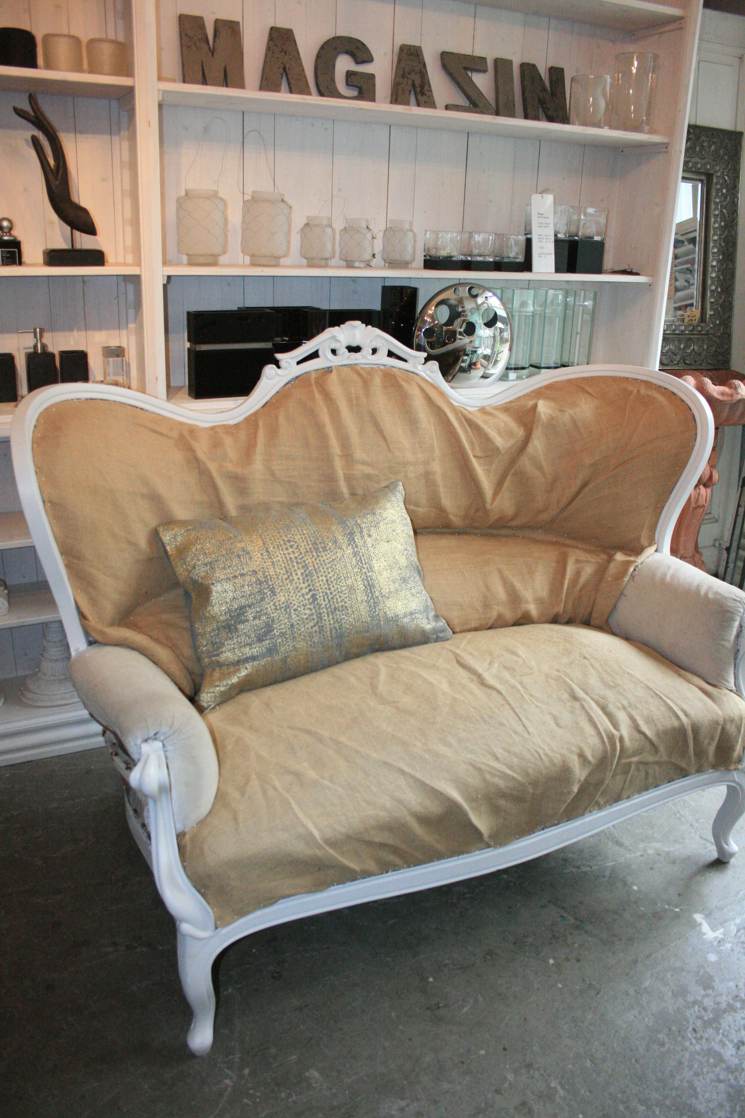 French Louis Philippe Sofa in White, France, 19th Century, Prepared for Reupholstering