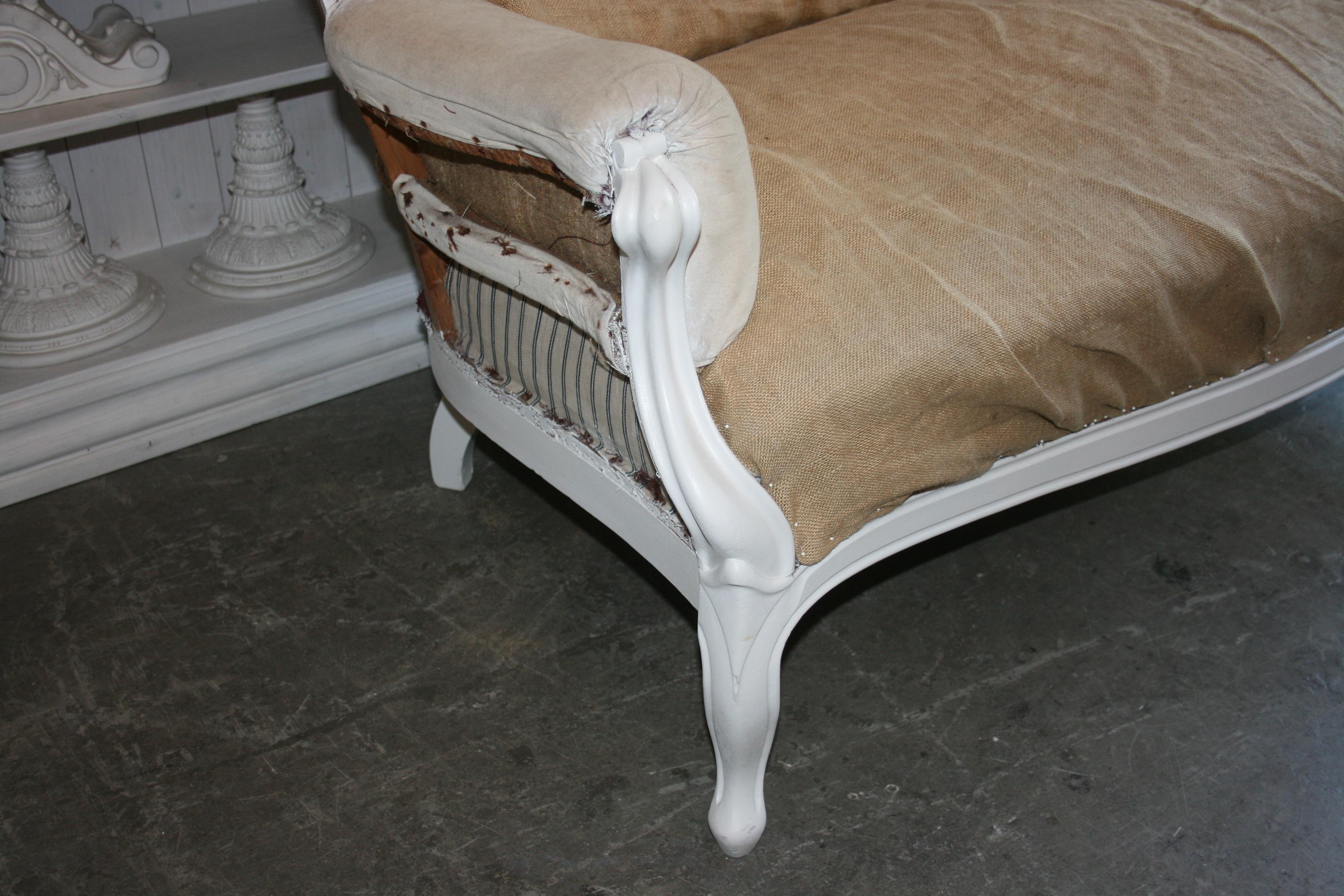 Louis Philippe Sofa in White, France, 19th Century, Prepared for Reupholstering 2