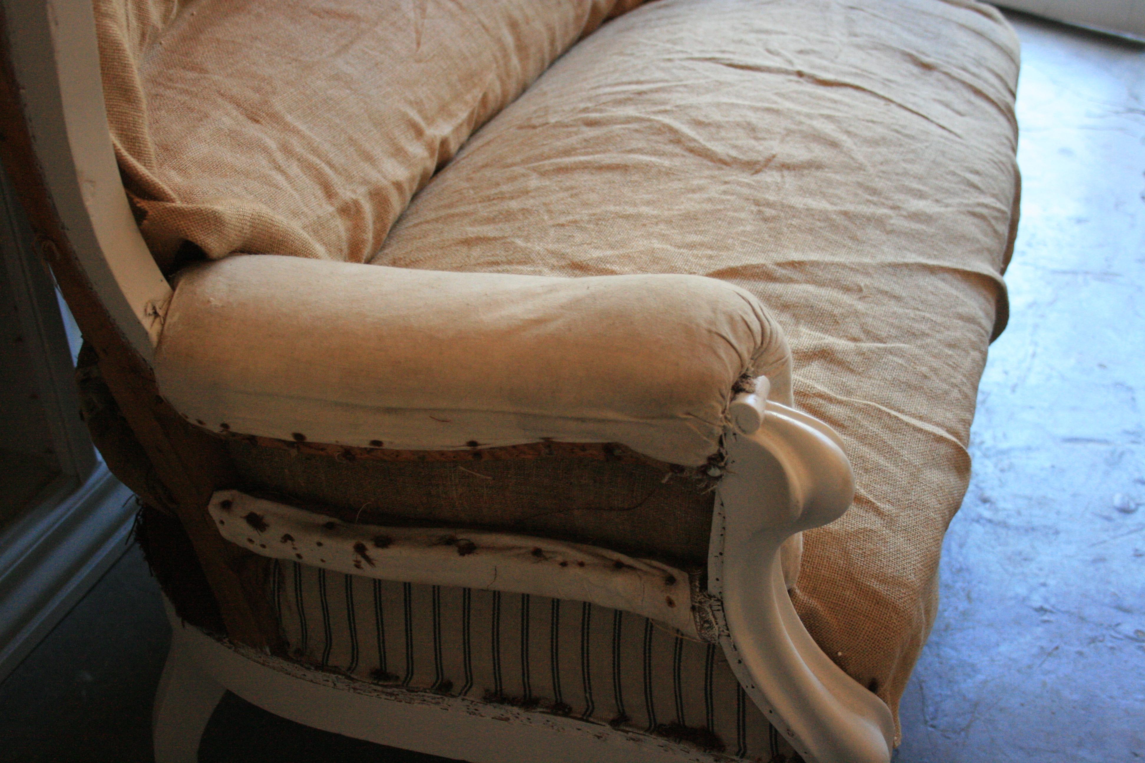 Louis Philippe Sofa in White, France, 19th Century, Prepared for Reupholstering 3