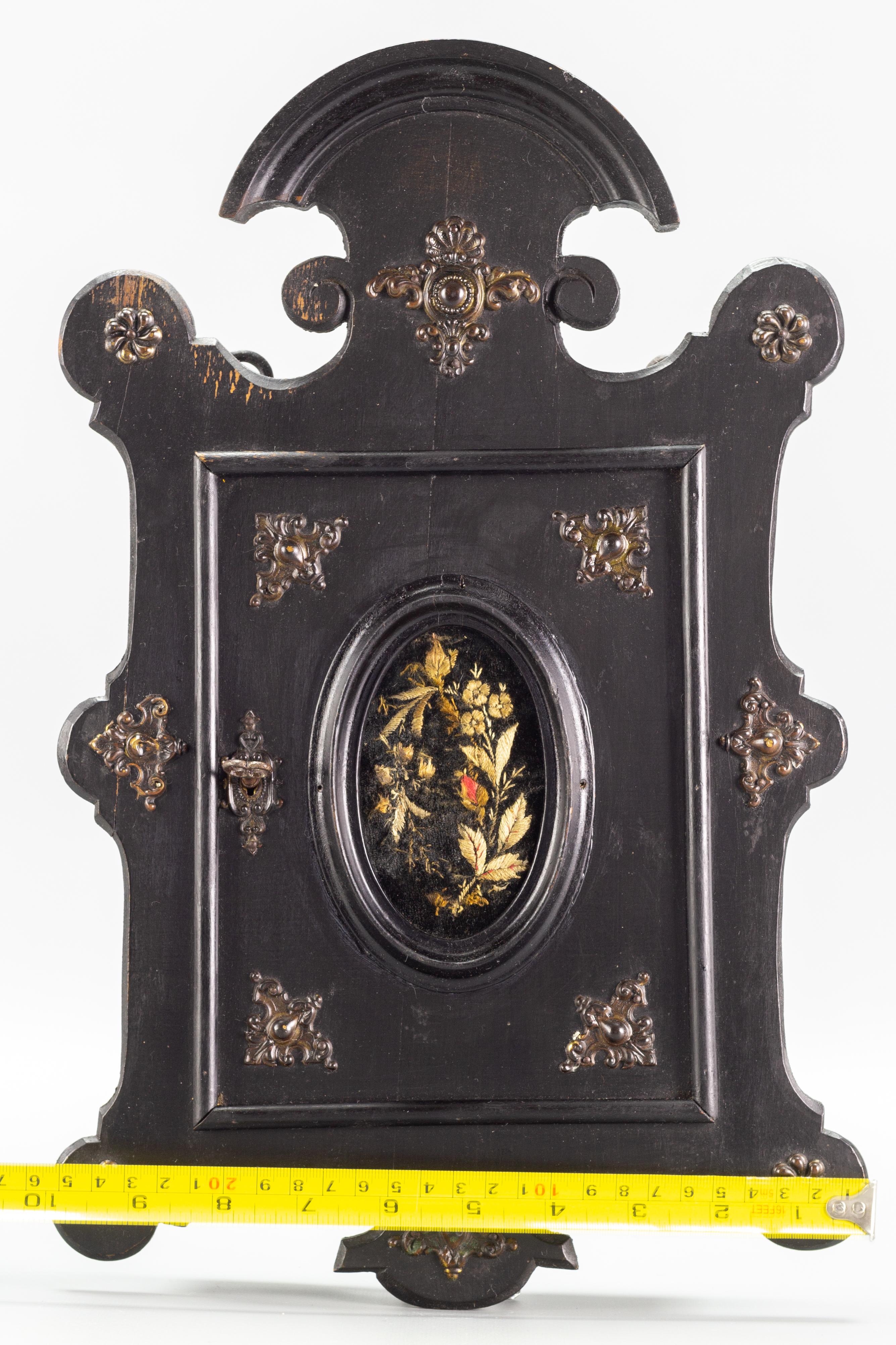 Antique Louis Philippe Style Black Wooden Wall Hanging Key Cabinet, ca 1890 For Sale 11