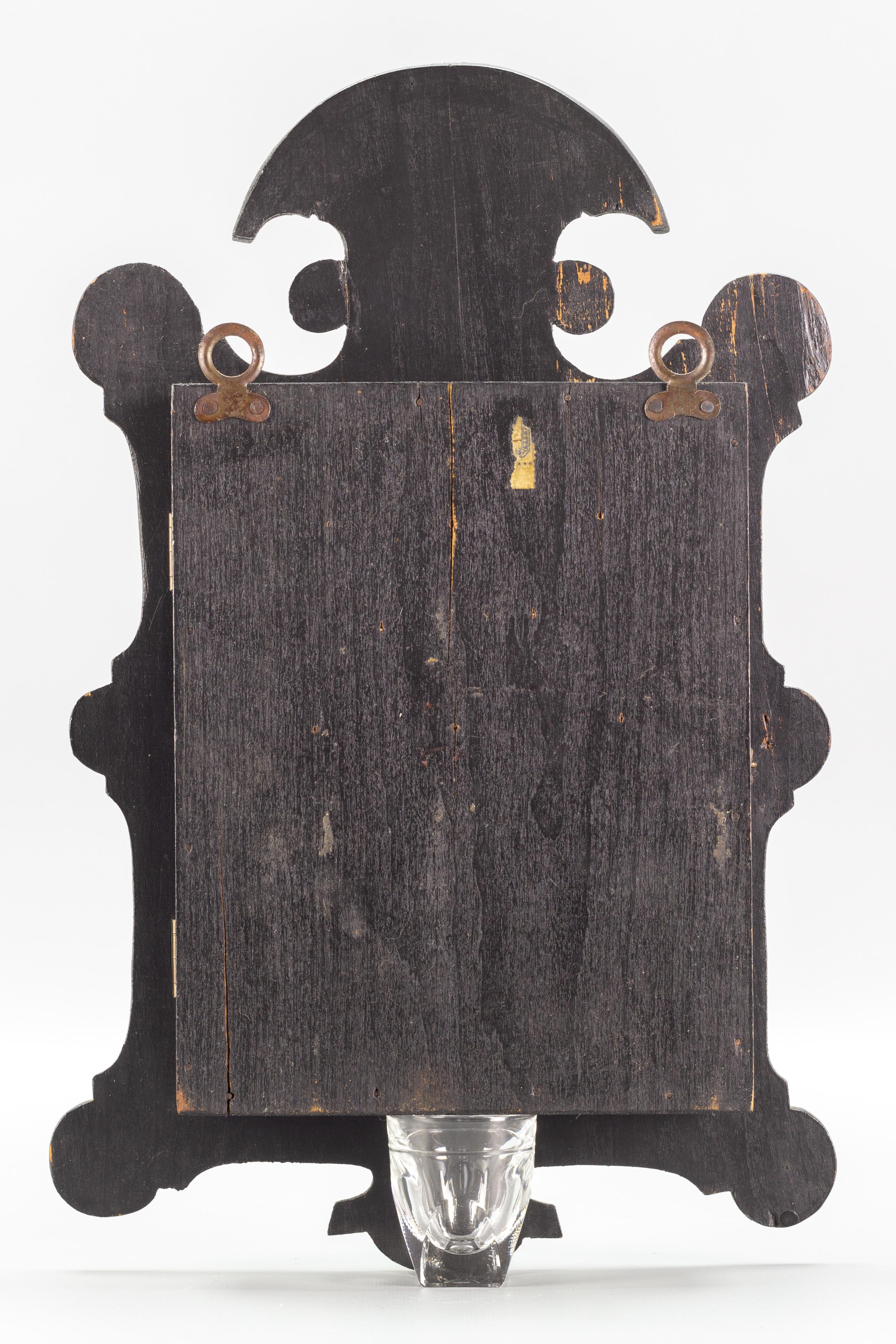 19th Century Antique Louis Philippe Style Black Wooden Wall Hanging Key Cabinet, ca 1890 For Sale