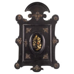 Antique Louis Philippe Style Black Wooden Wall Hanging Key Cabinet, ca 1890