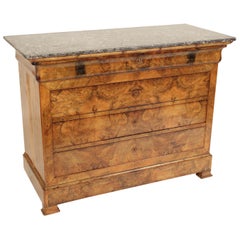 Antique Louis Philippe Style Burl Walnut Chest of Drawers