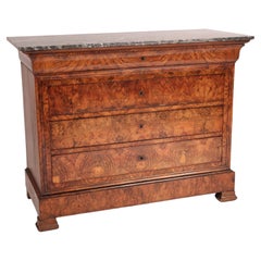 Antique Louis Philippe Style Burl Walnut Chest of Drawers