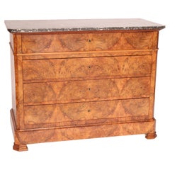 Antique Louis Philippe Style Burl Walnut Chest of Drawers