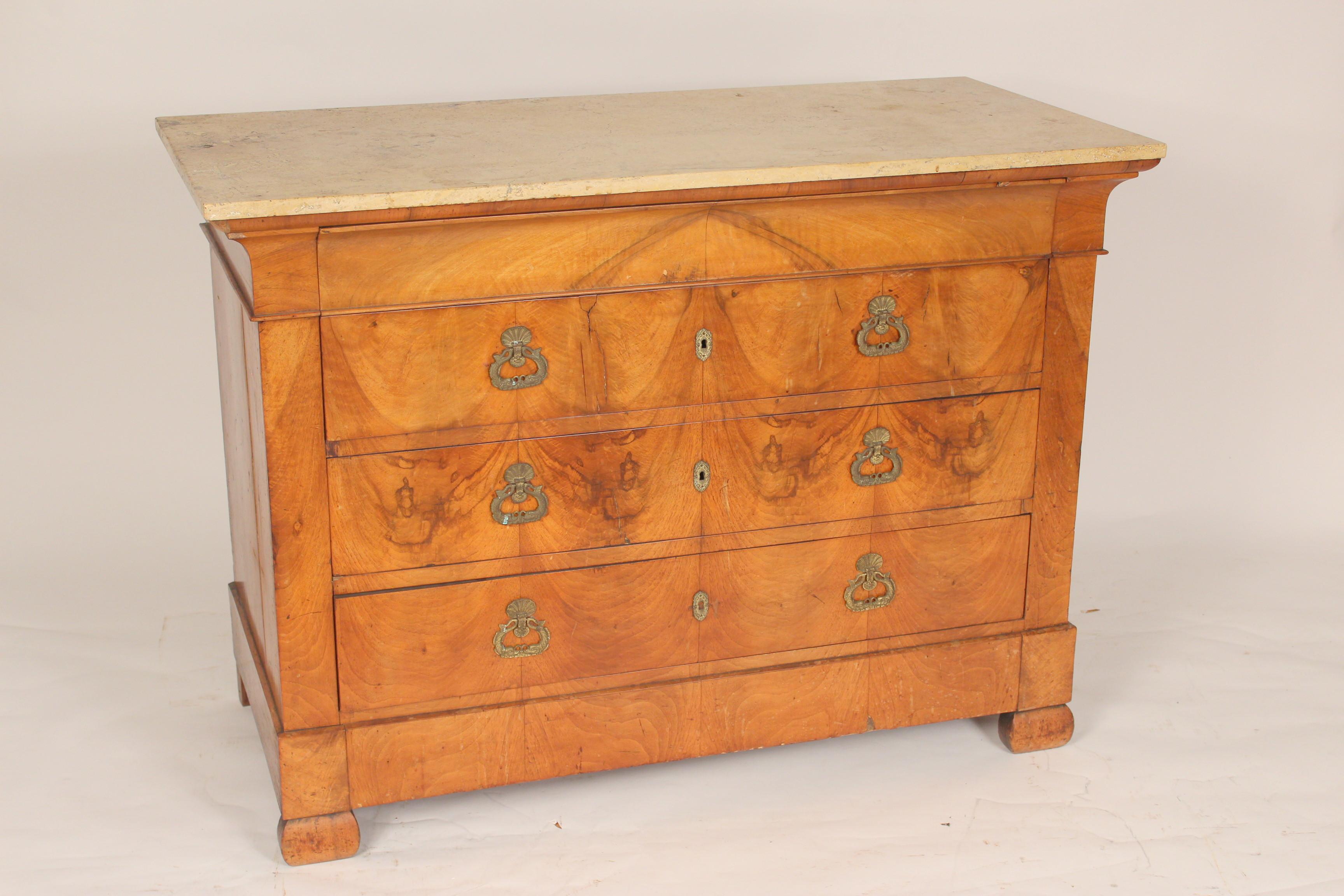 European Antique Louis Philippe Style Burled Chest of Drawers