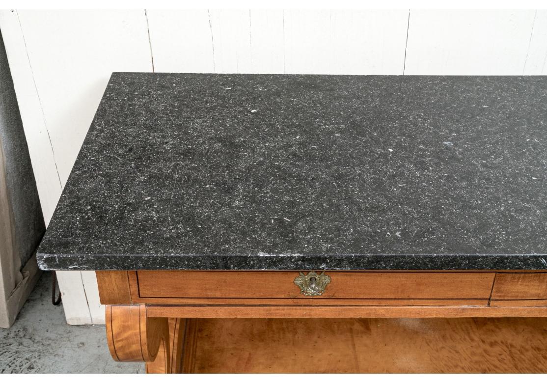 Antique Louis Philippe Style Console Table With Stone Top For Sale 3