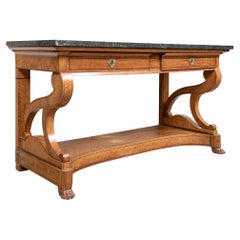 Ancienne table console de style Louis Philippe avec plateau en pierre