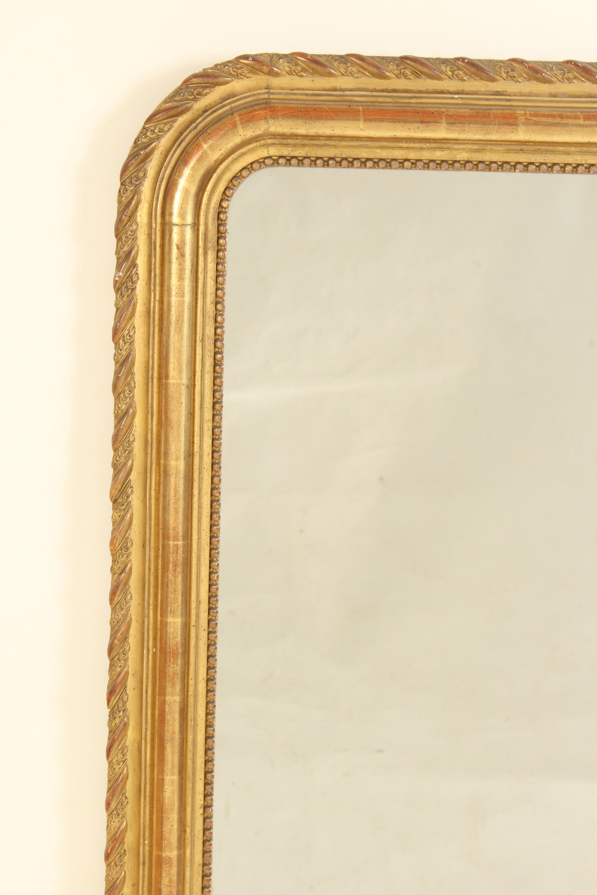 European Antique Louis Philippe Style Gilt Wood Mirror