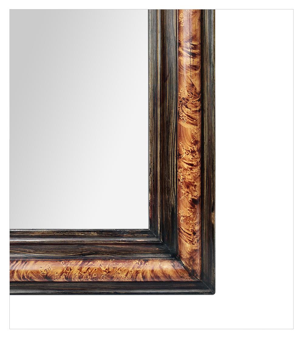 Miroir ancien de style Louis-Philippe, en faux bois de broussin, vers 1880 Bon état - En vente à Paris, FR