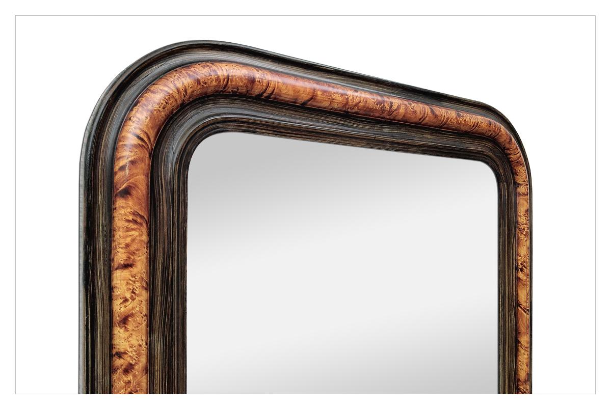 Hand-Painted Antique Louis-Philippe Style Mirror, Faux Burl Wood, circa 1880 For Sale