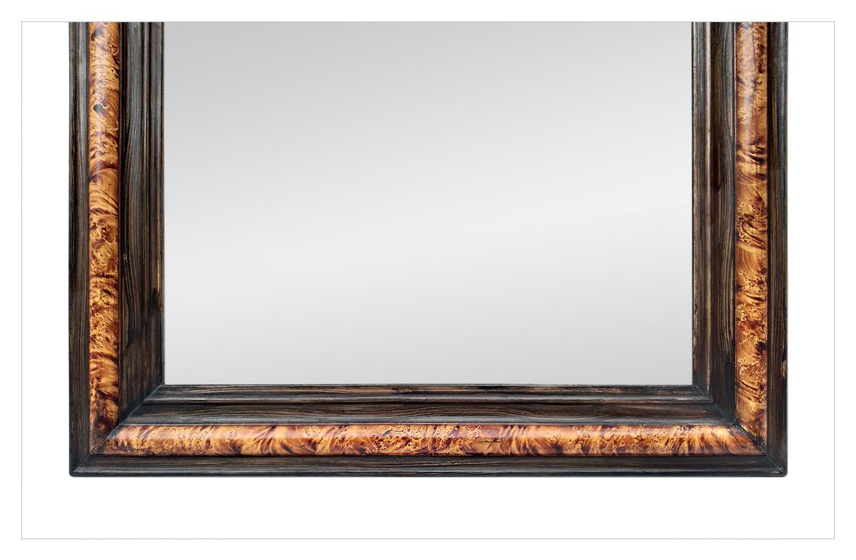 Antique Louis-Philippe Style Mirror, Faux Burl Wood, circa 1880 In Good Condition For Sale In Paris, FR