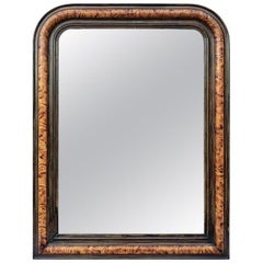 Miroir ancien de style Louis-Philippe, en faux bois de broussin, vers 1880