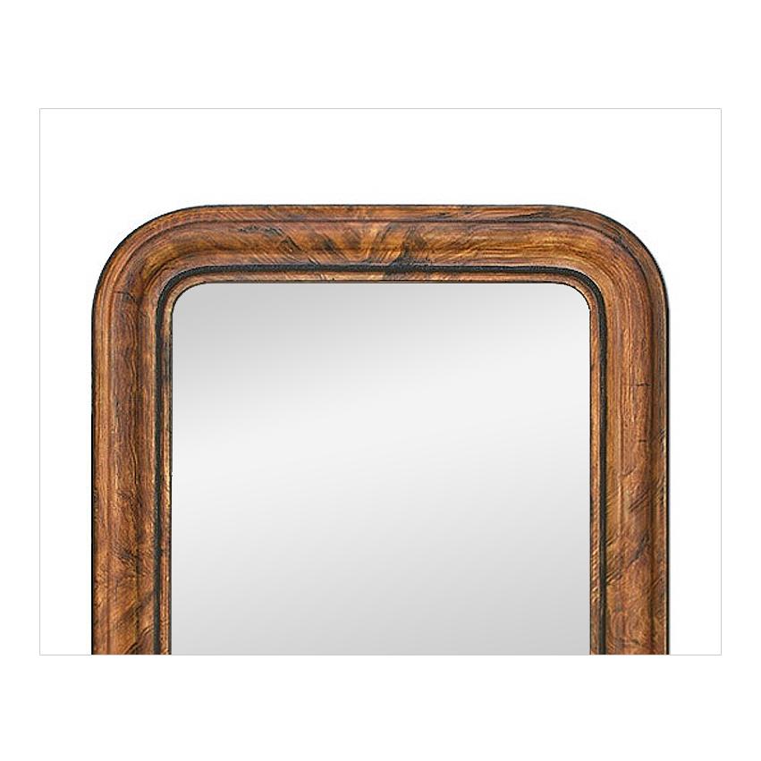 Louis Philippe Antique Louis-Philippe Style Mirror, Imitation Wood Decor Painted, circa 1900 For Sale