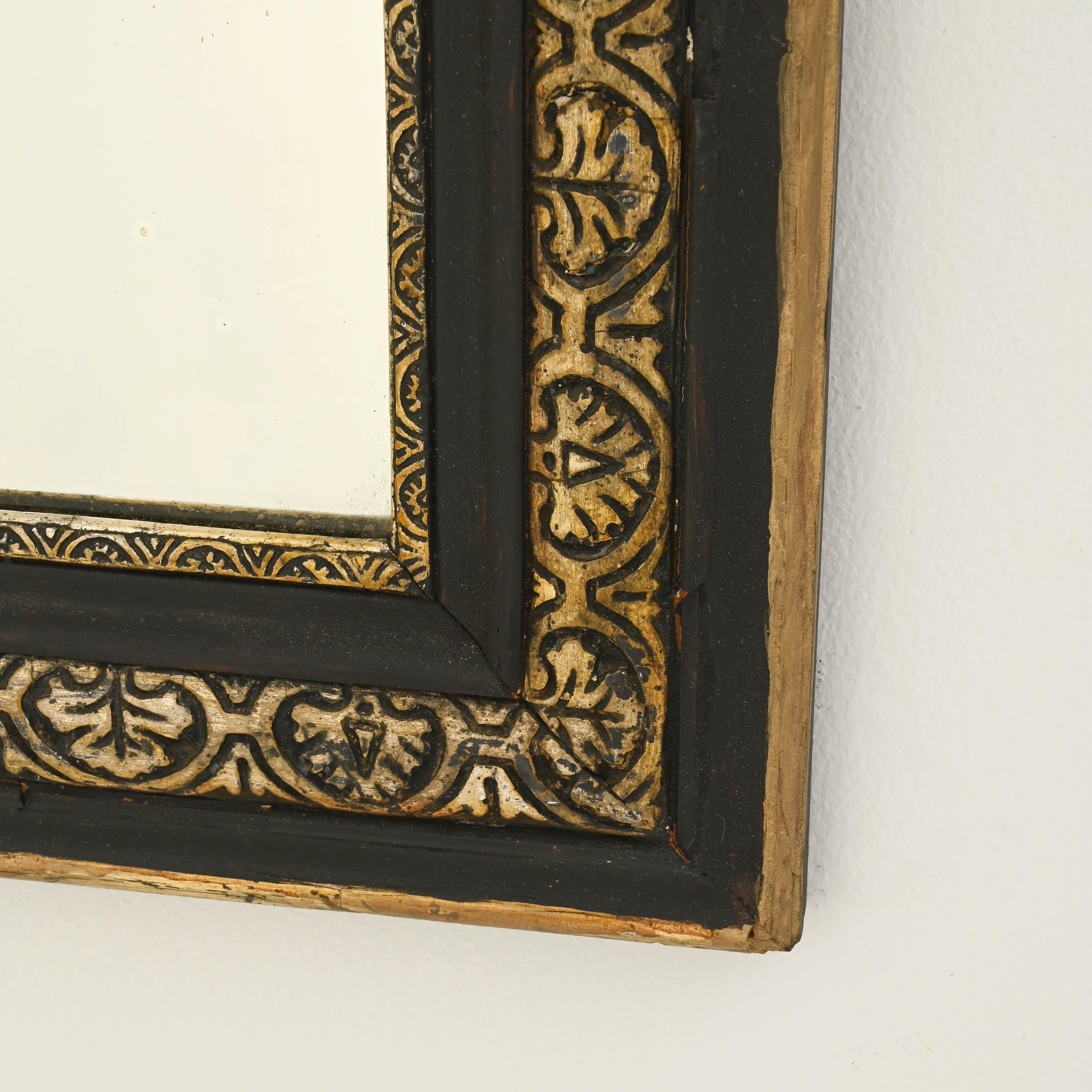 Antique Louis Phillipe Black Gilded Mirror 4