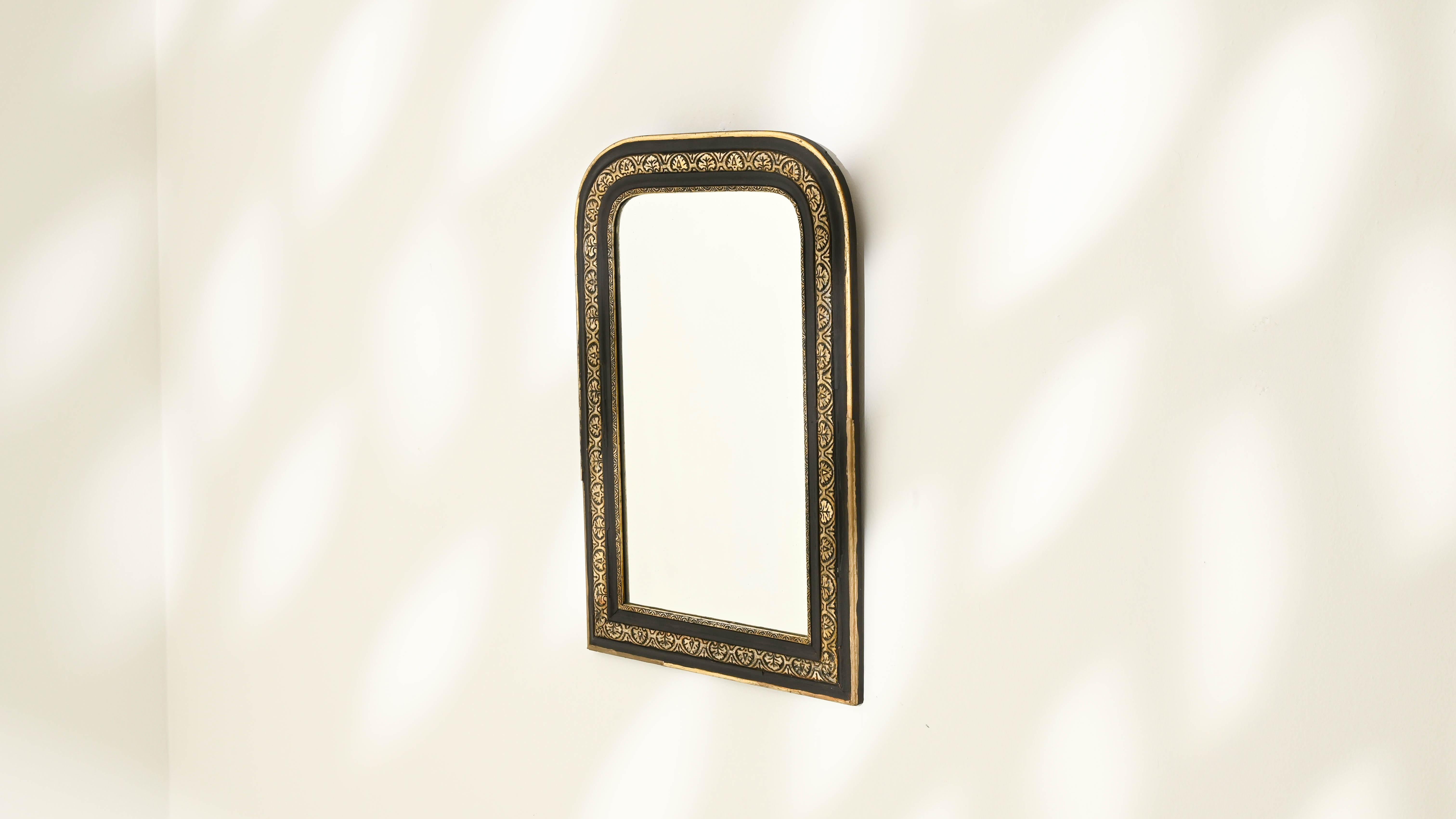 Antique Louis Phillipe Black Gilded Mirror 2