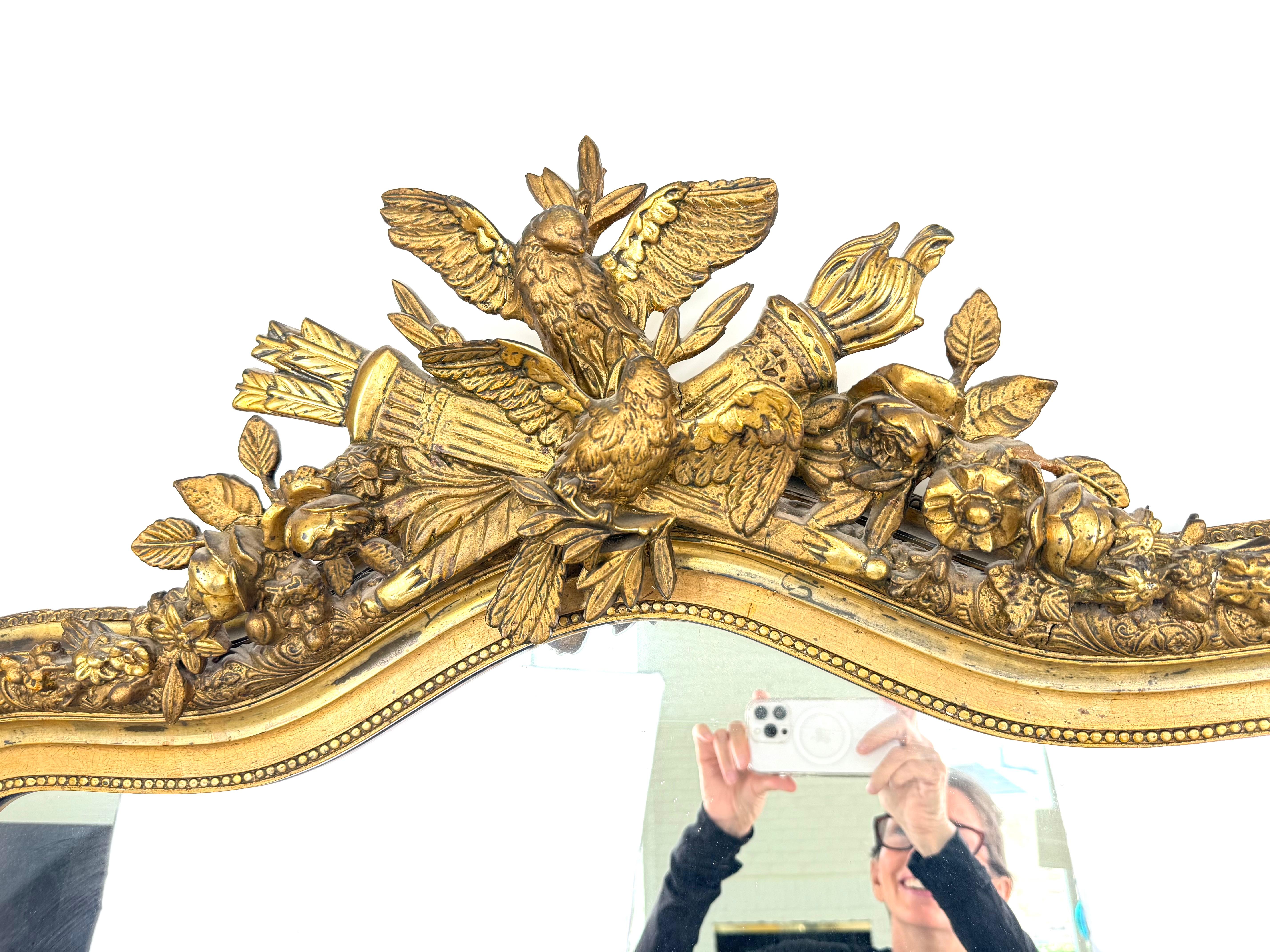 Dorato Antique Mirror francese di Louis Phillips con in vendita
