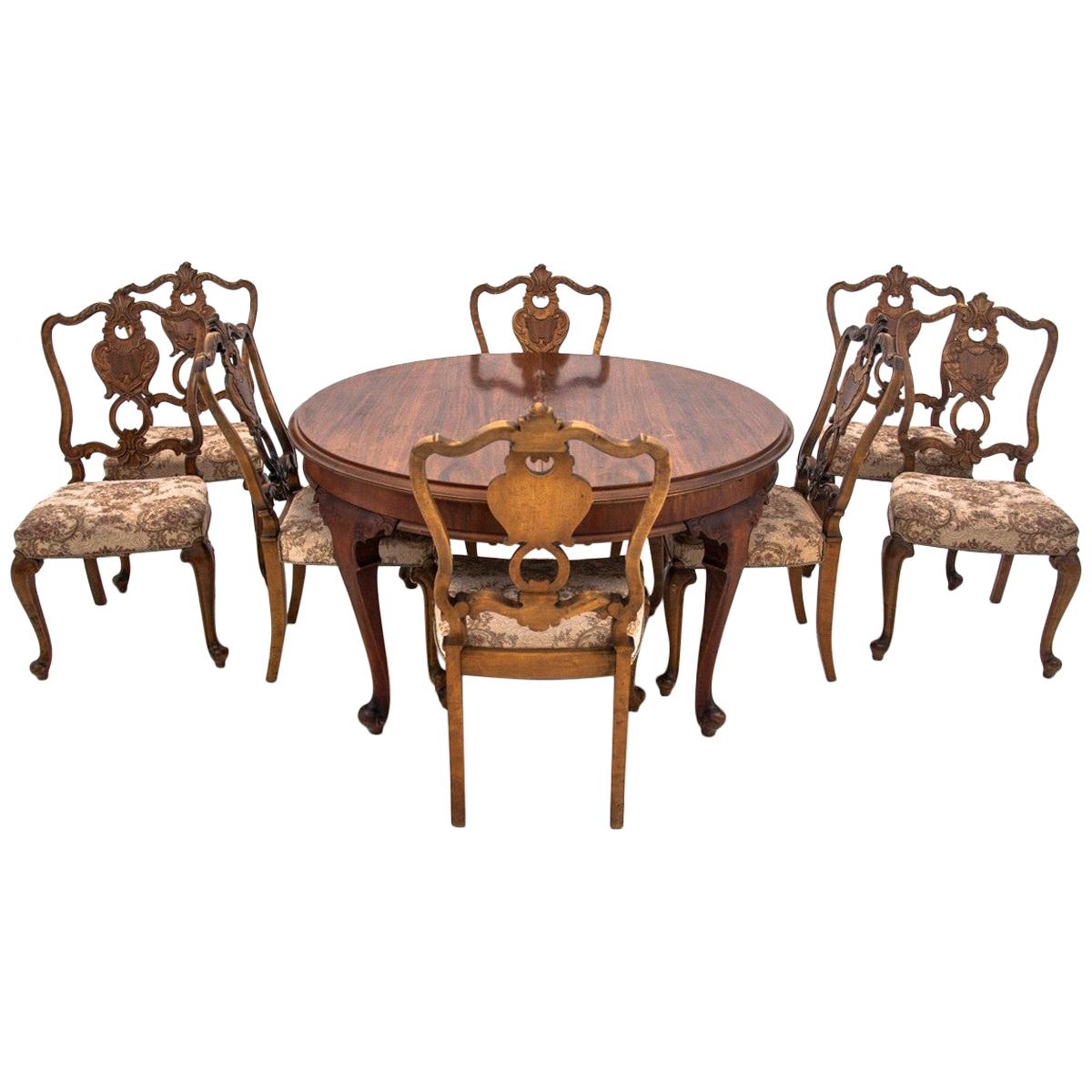 Antique Louis Phillipe Table with Eight Chairs, Western Europe, circa 1920