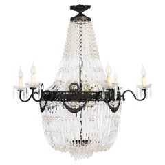 Antique Louis Revival 14 light Ballroom Cut Crystal Tent Chandelier c1920