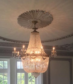 Antique Louis Revival 20 Light Ballroom Cut Crystal Tent Chandelier, 1920s