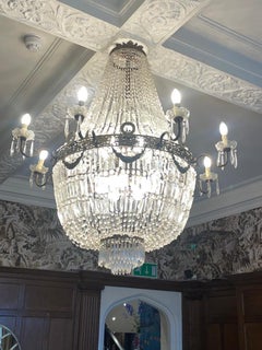 Antique Louis Revival Ballroom Cut Crystal Tent Chandelier 20th Century