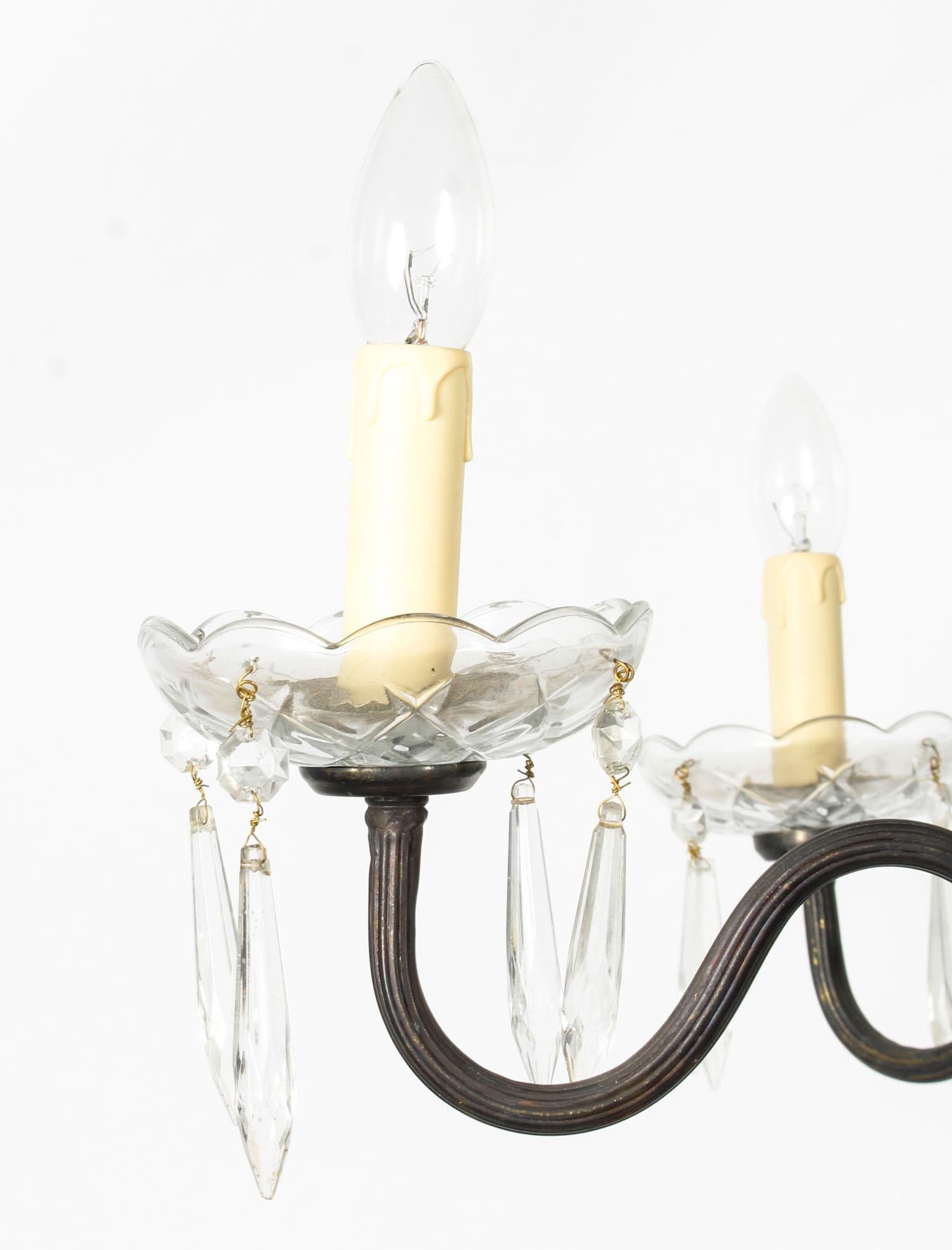 Bronze Antique Louis Revival Ballroom Cut Crystal Tent Chandelier 20th Century For Sale