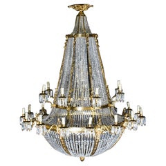Antique Louis Revival 36 Light Ballroom Cut Crystal Tent Chandelier 1920s