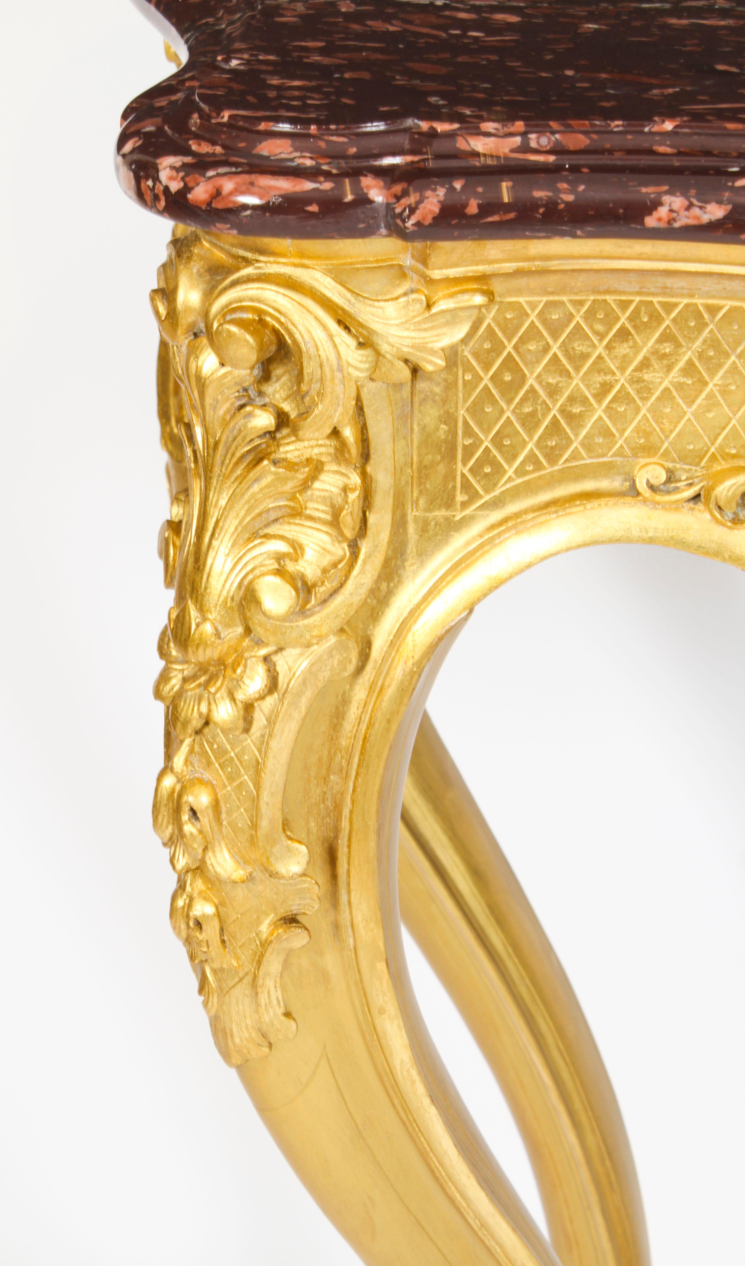 Ancienne console de style néo- Louis en bois doré sculpté 19ème siècle en vente 7