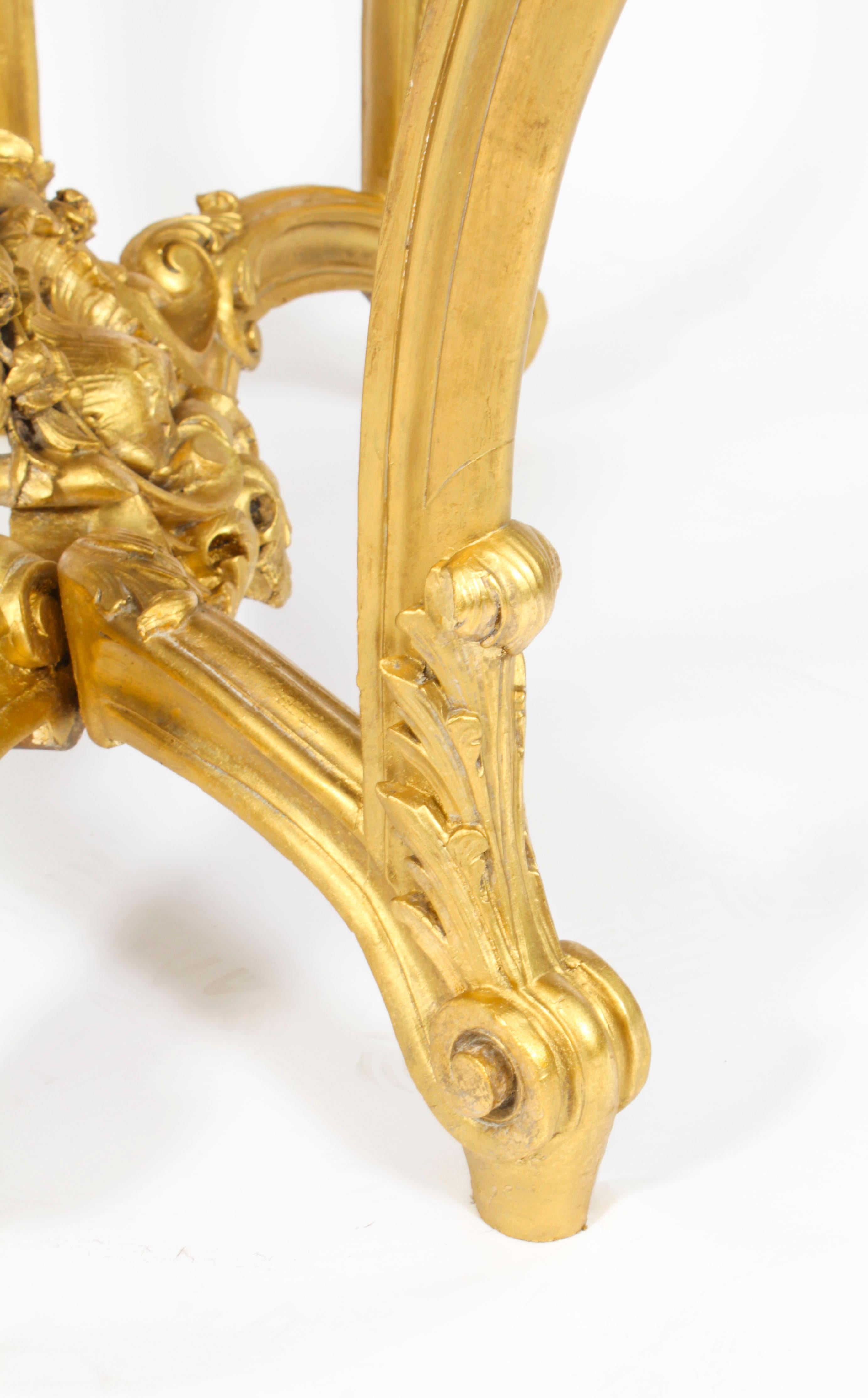 Ancienne console de style néo- Louis en bois doré sculpté 19ème siècle en vente 11