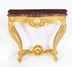 Antique Louis Revival Carved Giltwood Console Pier Table 19th Century
