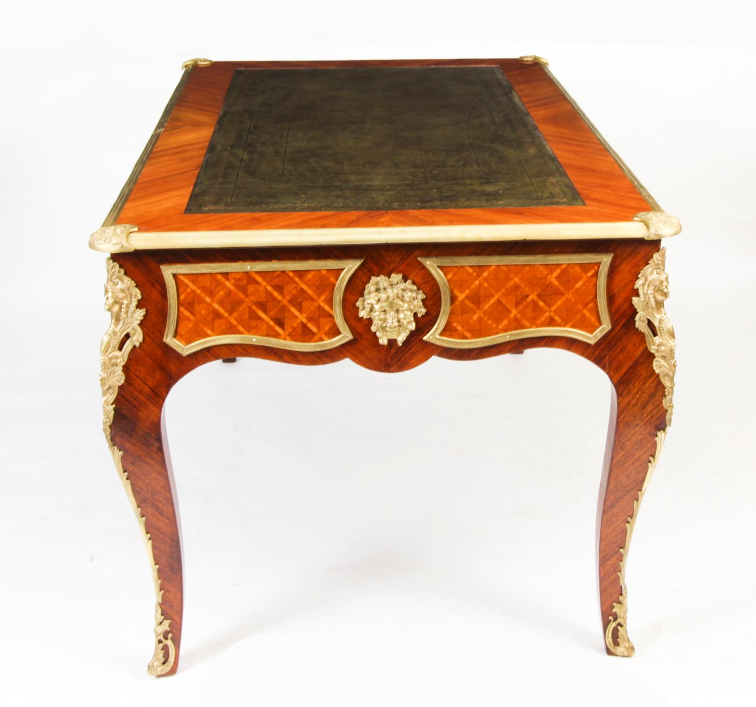 Antique Louis Revival Ormolu Mounted Bureau Plat Desk 19th C For Sale 9