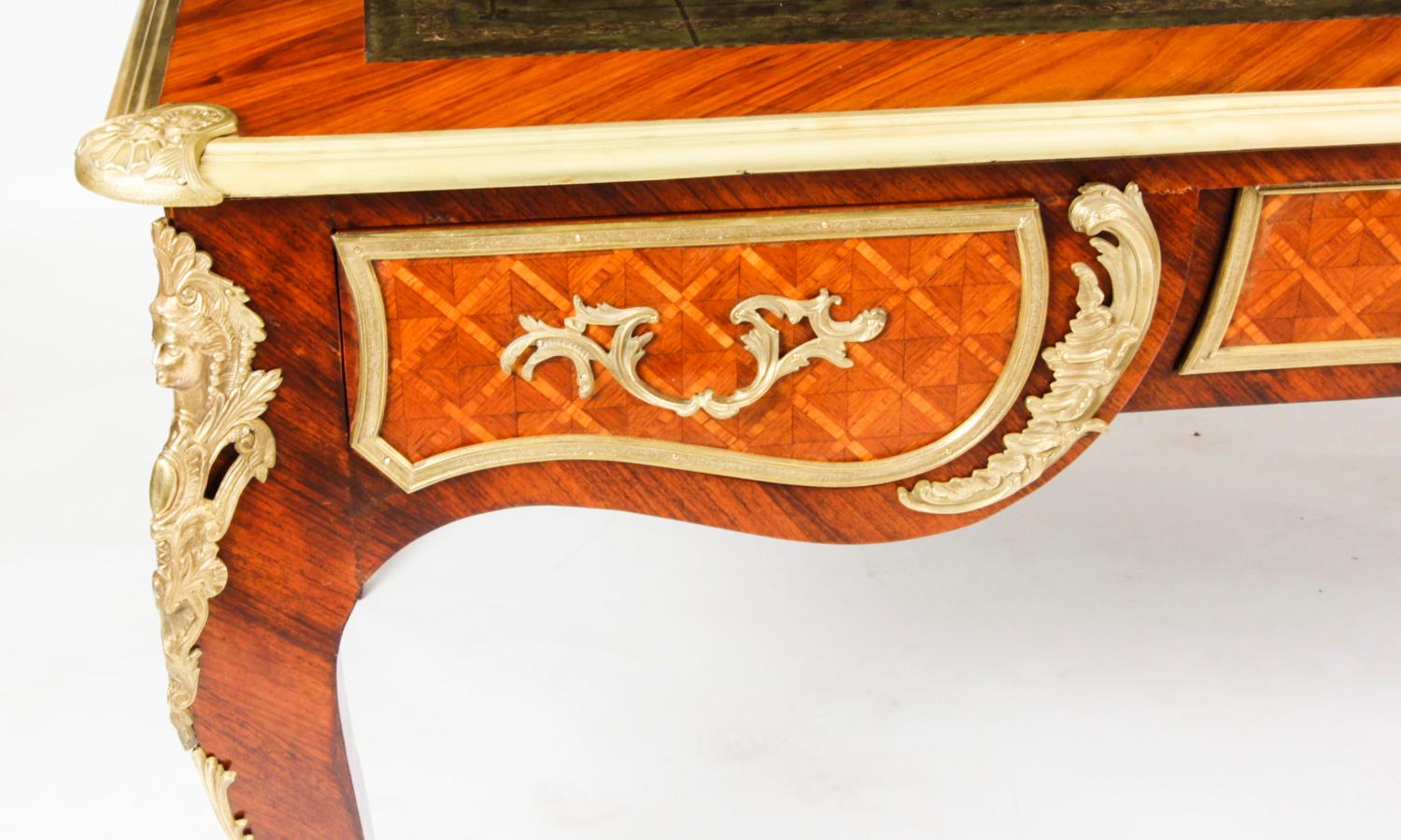 Antique Louis Revival Ormolu Mounted Bureau Plat Desk 19th C For Sale 2