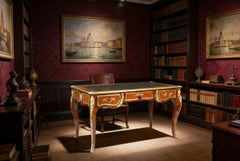 Antique Louis Revival Ormolu Mounted Bureau Plat Desk 19th Century