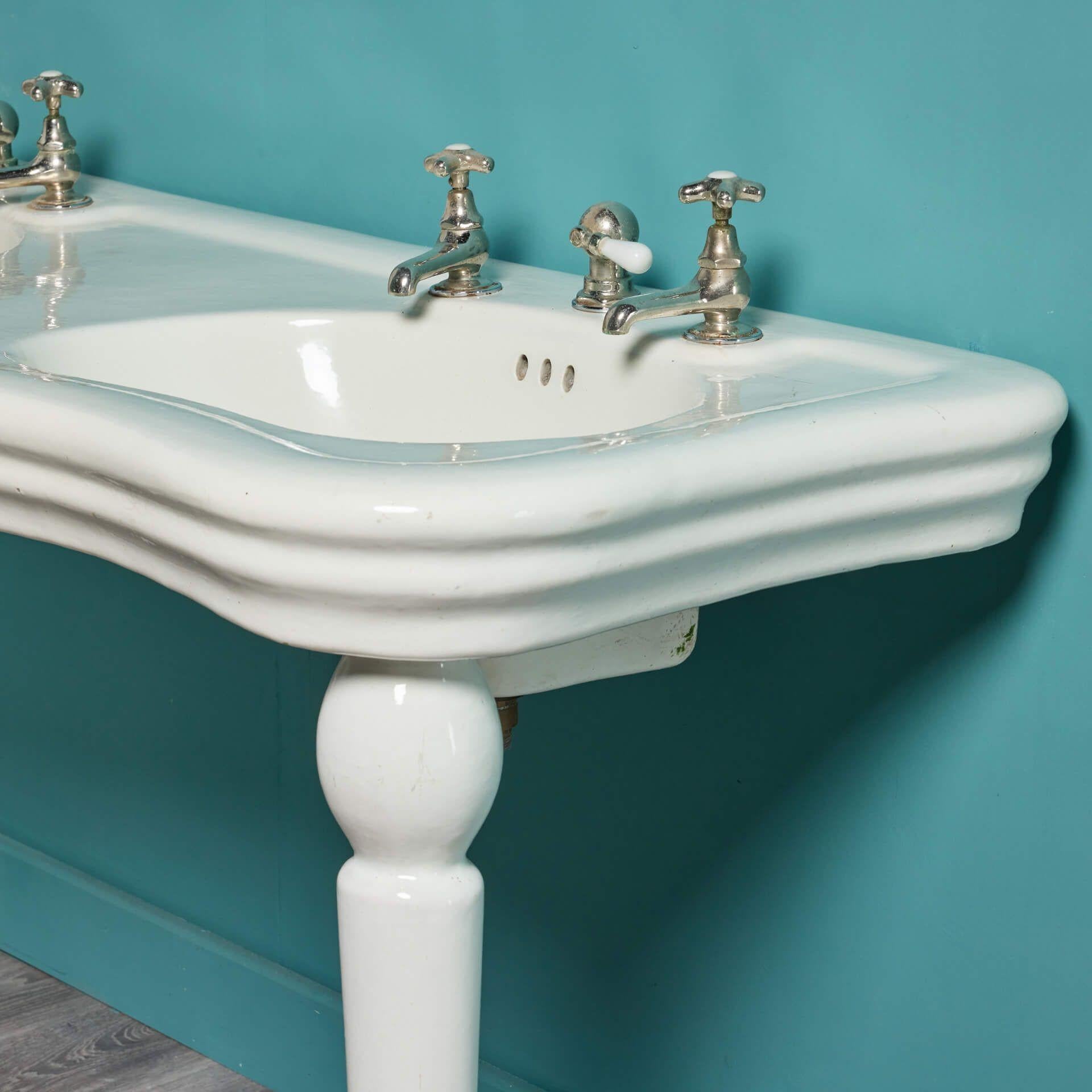Louis Philippe Antique Louis Style Double Sink with Porcelain Legs For Sale