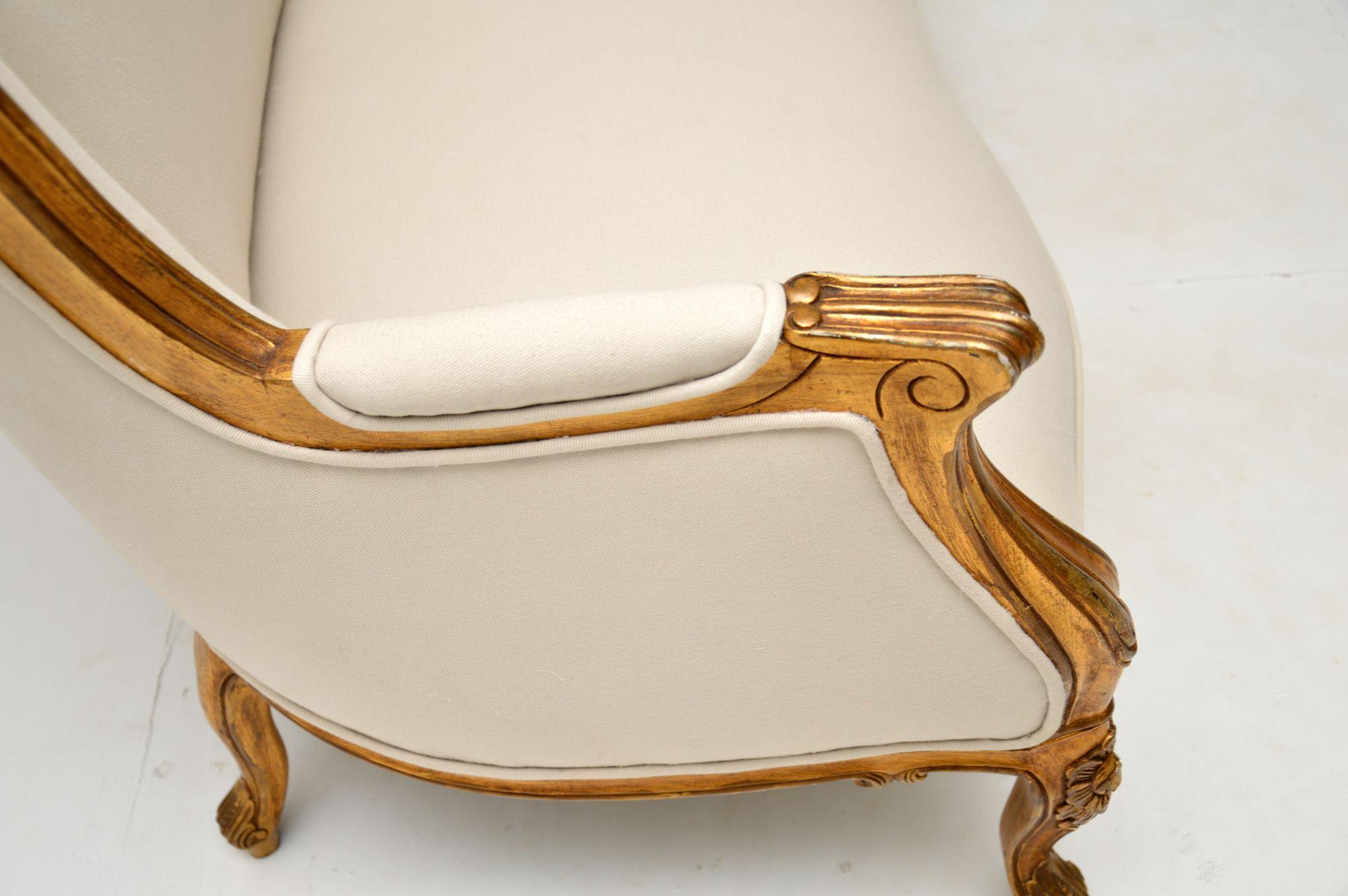 Louis XV Antique Louis Style French Gilt Wood Sofa