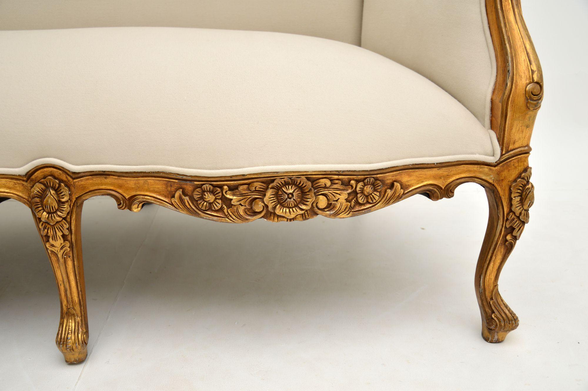 Giltwood Antique Louis Style French Gilt Wood Sofa
