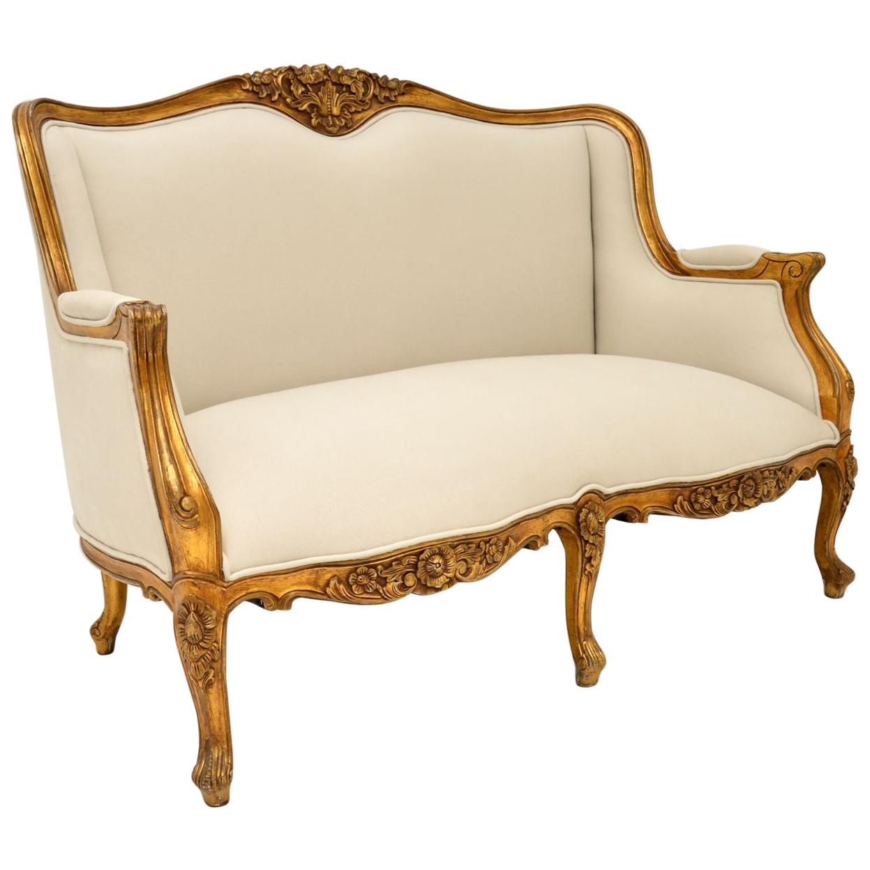 Antique Louis Style French Gilt Wood Sofa