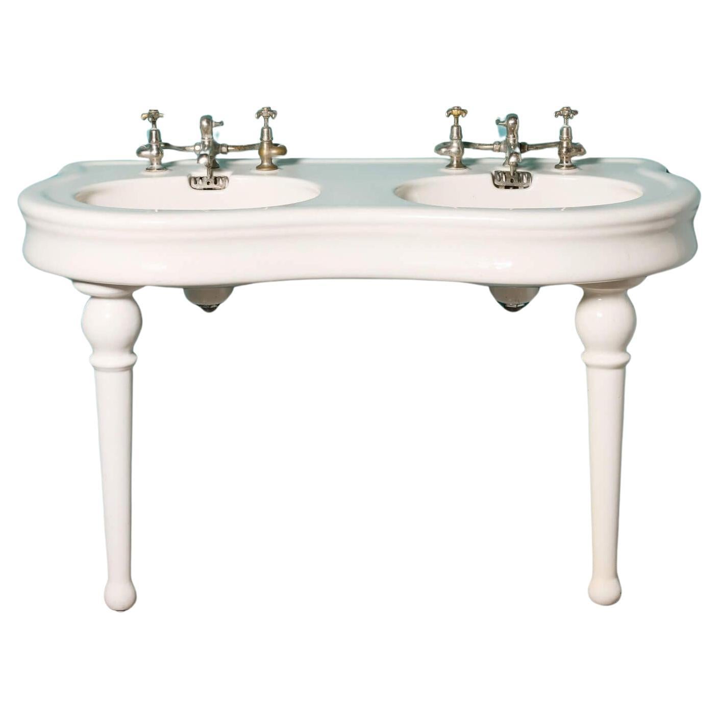 Antique Louis Style Rounded Double Washstand For Sale