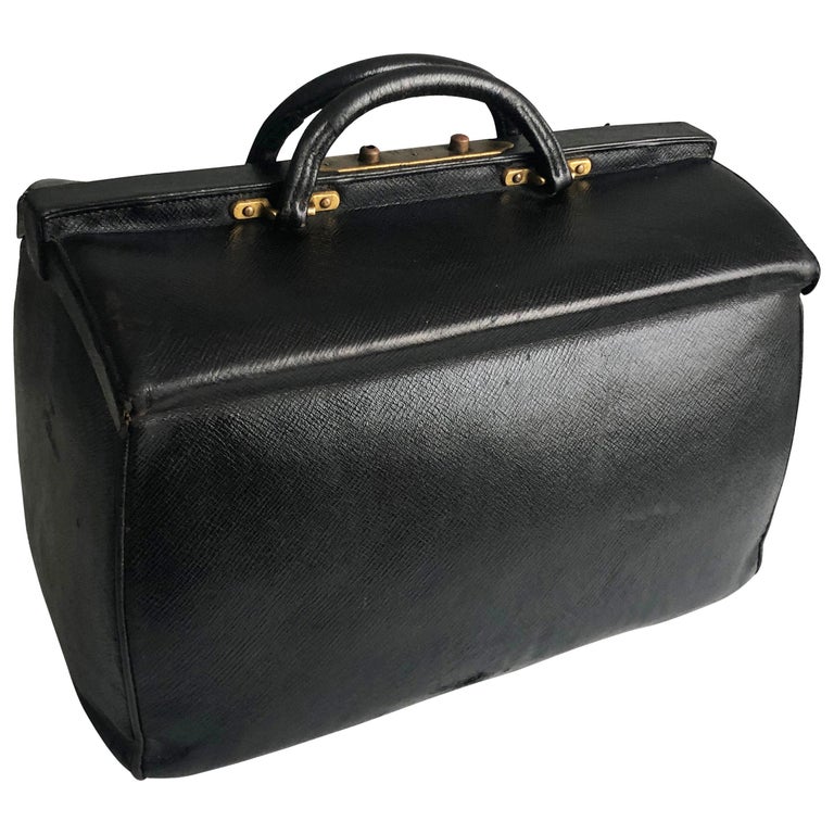 Antique Louis Vuitton Black Doctors Bag Sac Cabine Rare Travel Bag Early 20th C For Sale at 1stdibs
