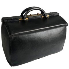 Antique Louis Vuitton Black Doctors Bag Sac Cabine Rare Travel Bag Early 20th C