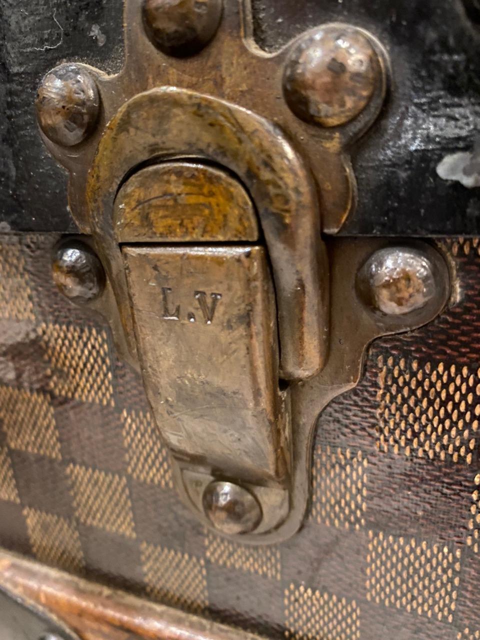 Antique Louis Vuitton Damier Steamer Trunk 7