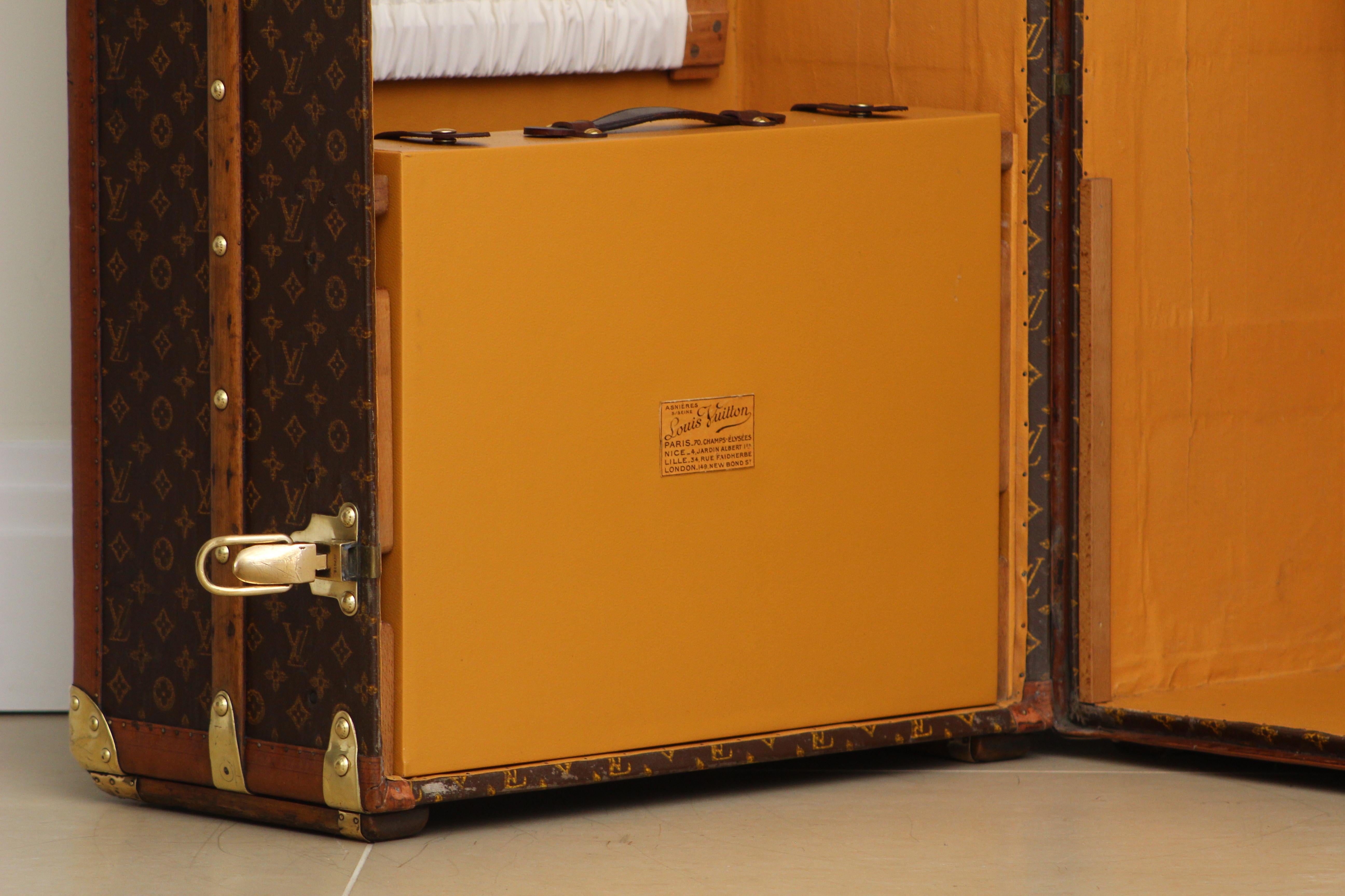 Antique Louis Vuitton Double Wardrobe Trunk Monogram Steamer Malle Armoire For Sale 9