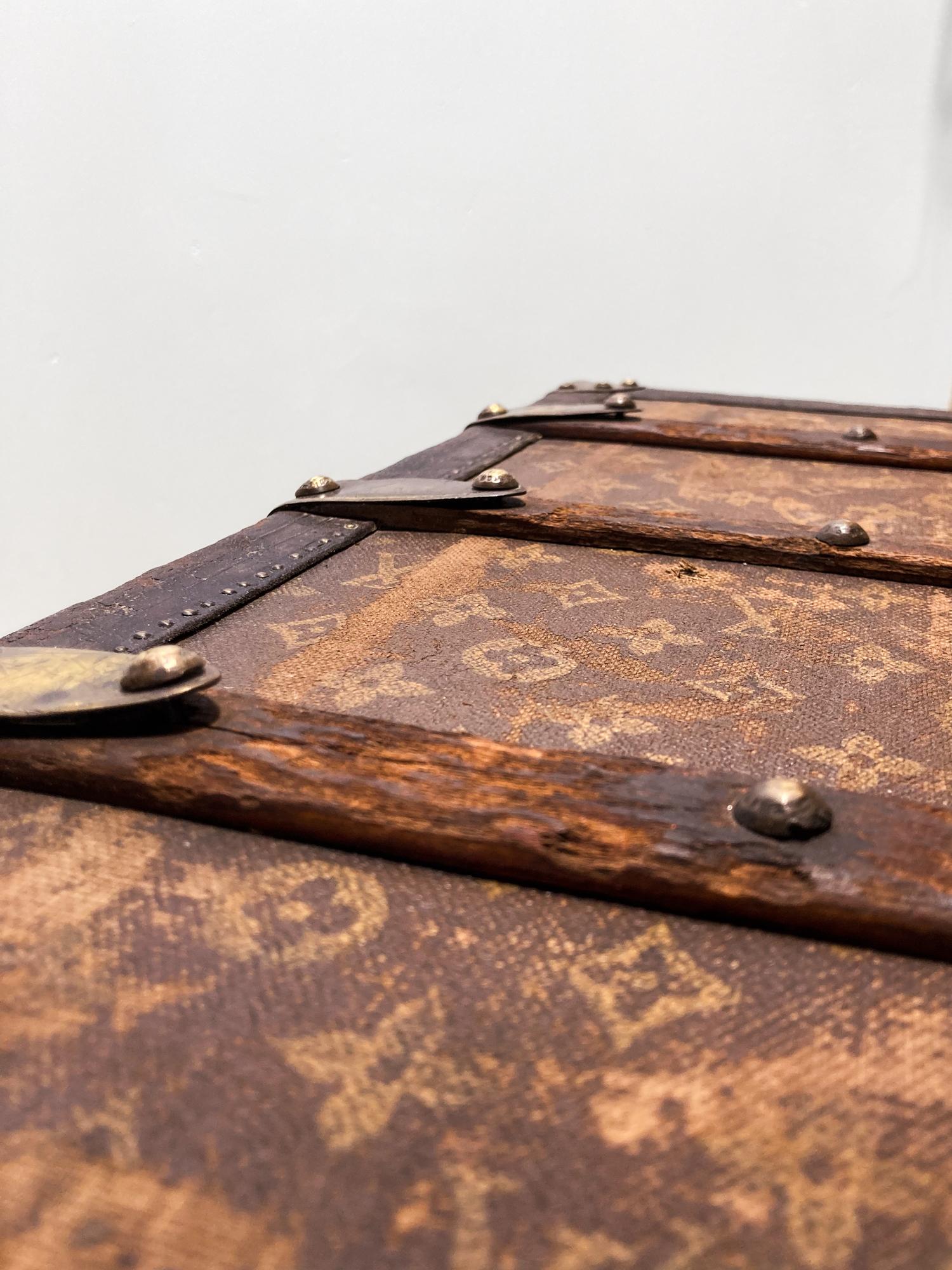 Antique Louis Vuitton Early 20th Century Stenciled Monogram Steamer Cabin Trunk 7