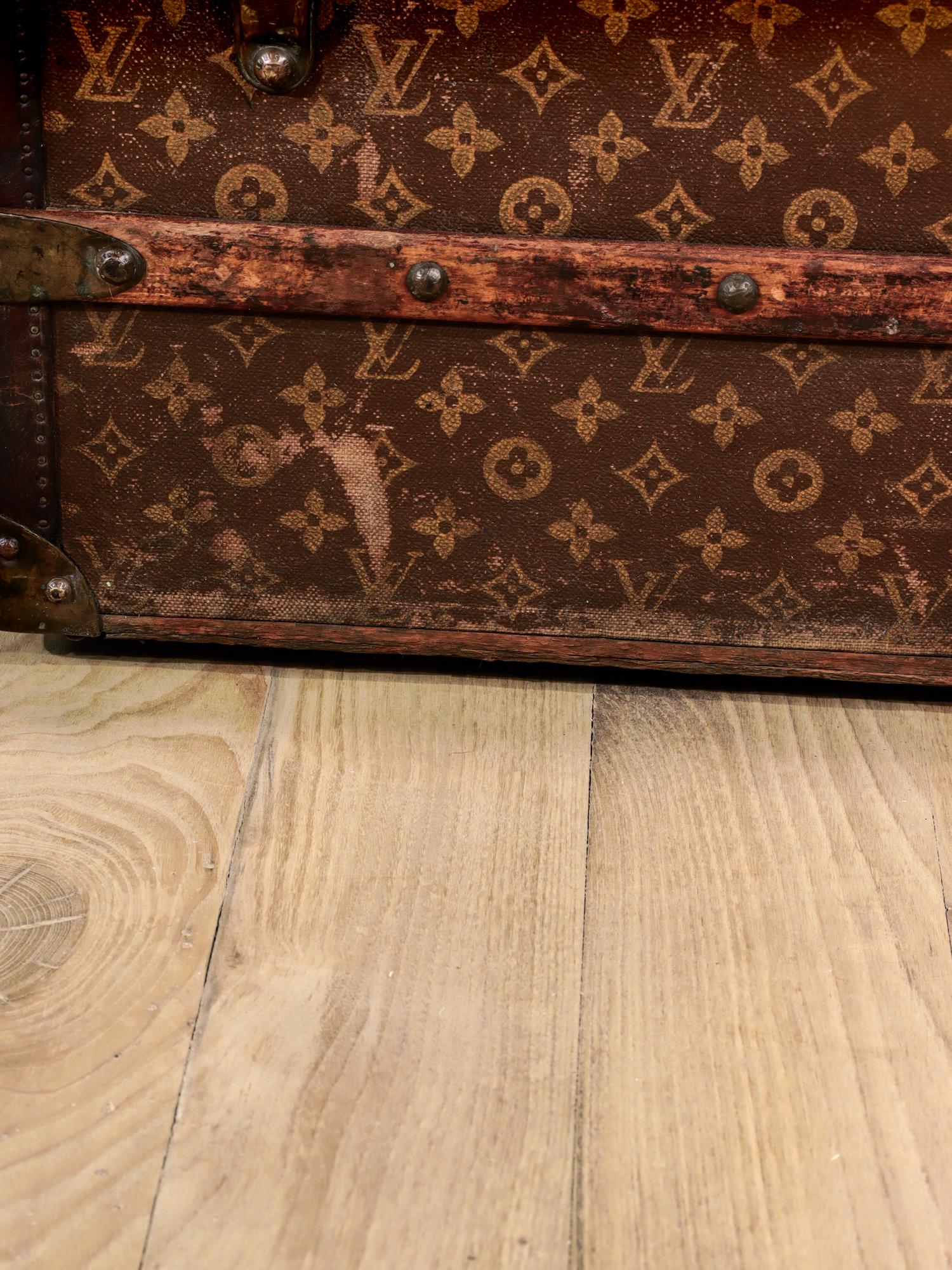 Antique Louis Vuitton Early 20th Century Stenciled Monogram Steamer Cabin Trunk 11
