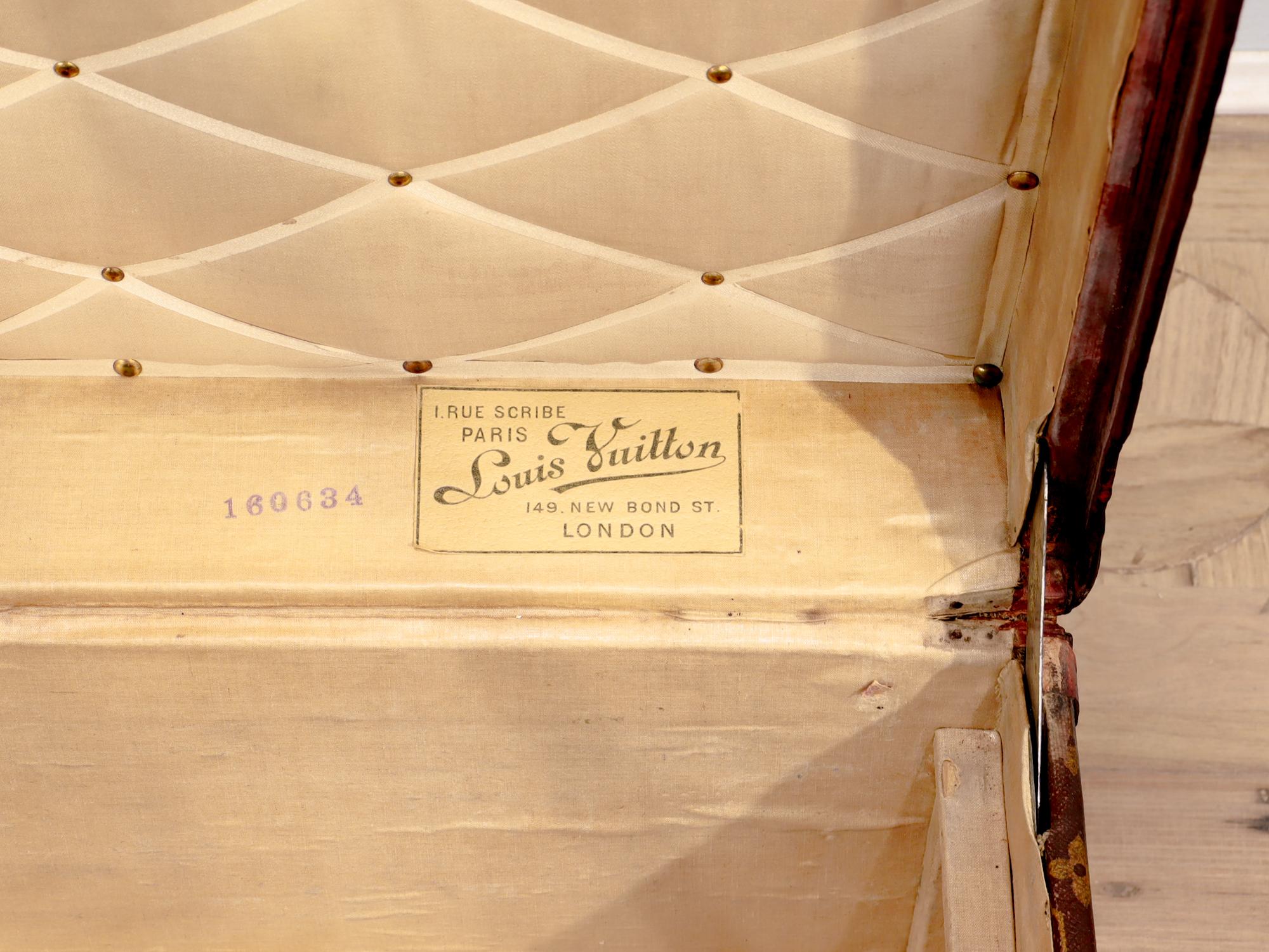 Antique Louis Vuitton Early 20th Century Stenciled Monogram Steamer Cabin Trunk 3