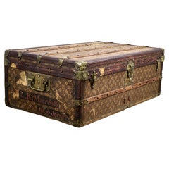 Antique Louis Vuitton Early 20th Century Stenciled Monogram Steamer Cabin Trunk