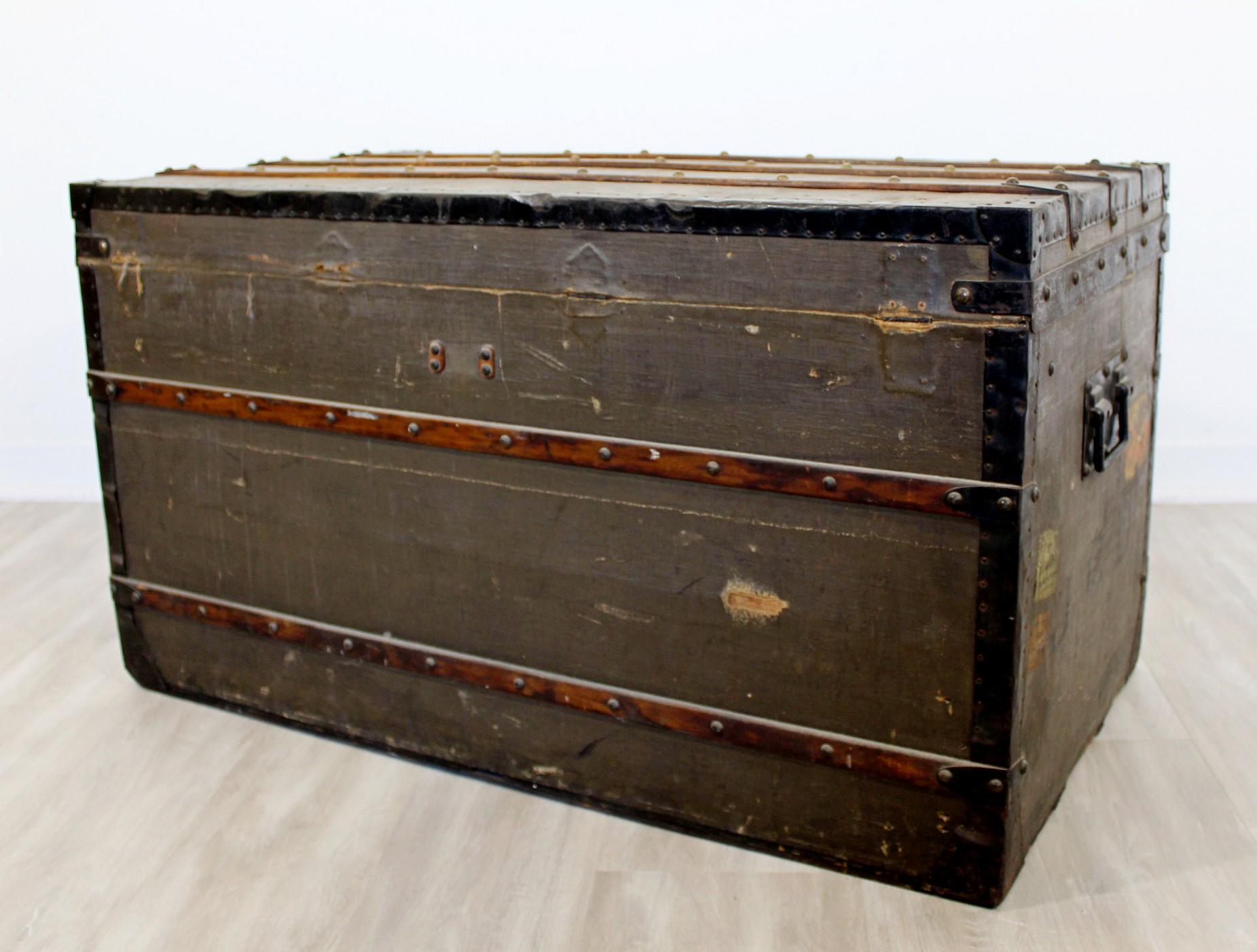 Mid-20th Century Antique Louis Vuitton J.C.D. Initialed French Trunk Luggage