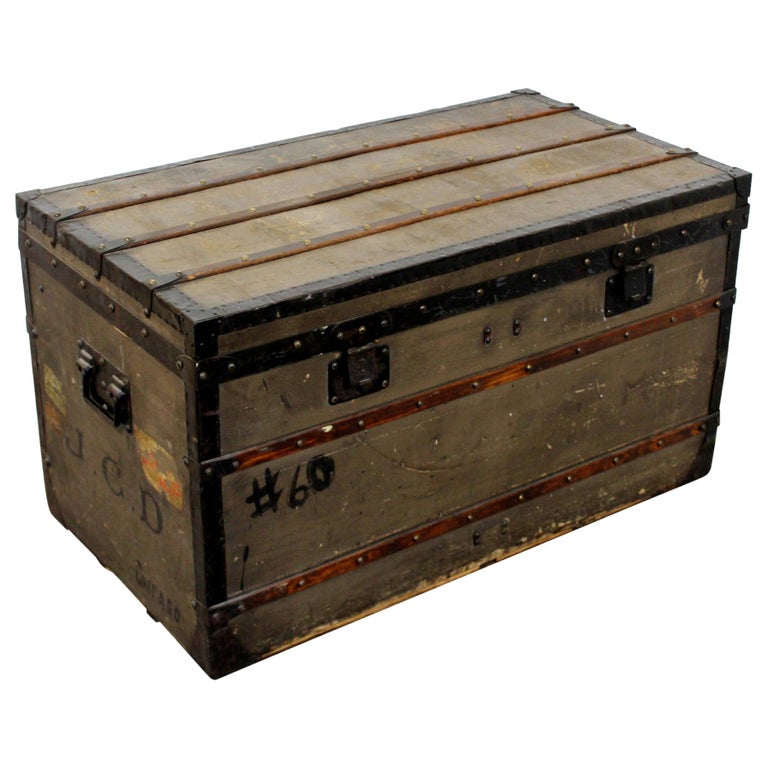 Antique Louis Vuitton J.C.D. Initialed French Trunk Luggage For Sale at 1stdibs